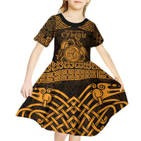 Personalized Montgomeryshire Sir Drefaldwyn Kid Short Sleeve Dress Gold Water Triskele Celtic-inspired - Wonder Print Shop