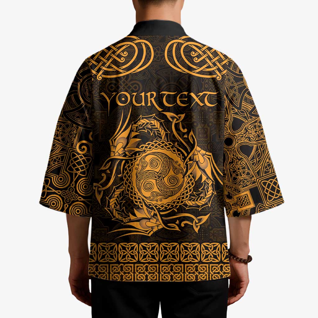 Personalized Montgomeryshire Sir Drefaldwyn Kimono Gold Water Triskele Celtic-inspired - Wonder Print Shop