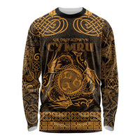 Personalized Montgomeryshire Sir Drefaldwyn Long Sleeve Shirt Gold Water Triskele Celtic-inspired - Wonder Print Shop