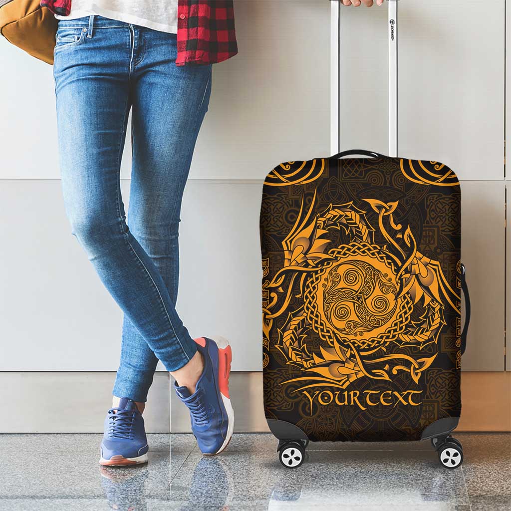 Personalized Montgomeryshire Sir Drefaldwyn Luggage Cover Gold Water Triskele Celtic-inspired - Wonder Print Shop