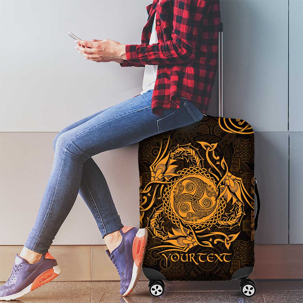 Personalized Montgomeryshire Sir Drefaldwyn Luggage Cover Gold Water Triskele Celtic-inspired - Wonder Print Shop