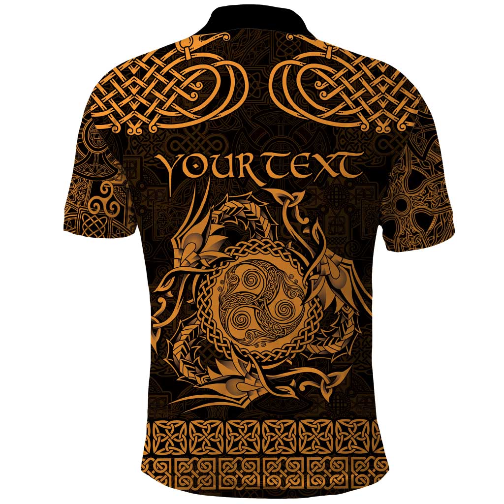 Personalized Montgomeryshire Sir Drefaldwyn Polo Shirt Gold Water Triskele Celtic-inspired - Wonder Print Shop