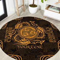 Personalized Montgomeryshire Sir Drefaldwyn Round Carpet Gold Water Triskele Celtic-inspired - Wonder Print Shop