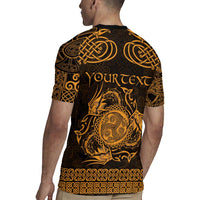 Personalized Montgomeryshire Sir Drefaldwyn Rugby Jersey Gold Water Triskele Celtic-inspired - Wonder Print Shop