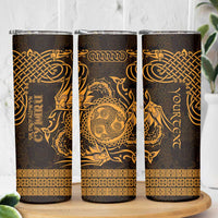 Personalized Montgomeryshire Sir Drefaldwyn Skinny Tumbler Gold Water Triskele Celtic-inspired - Wonder Print Shop