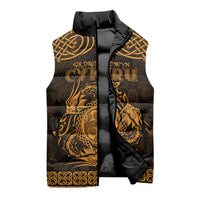 Personalized Montgomeryshire Sir Drefaldwyn Sleeveless Puffer Jacket Gold Water Triskele Celtic-inspired - Wonder Print Shop