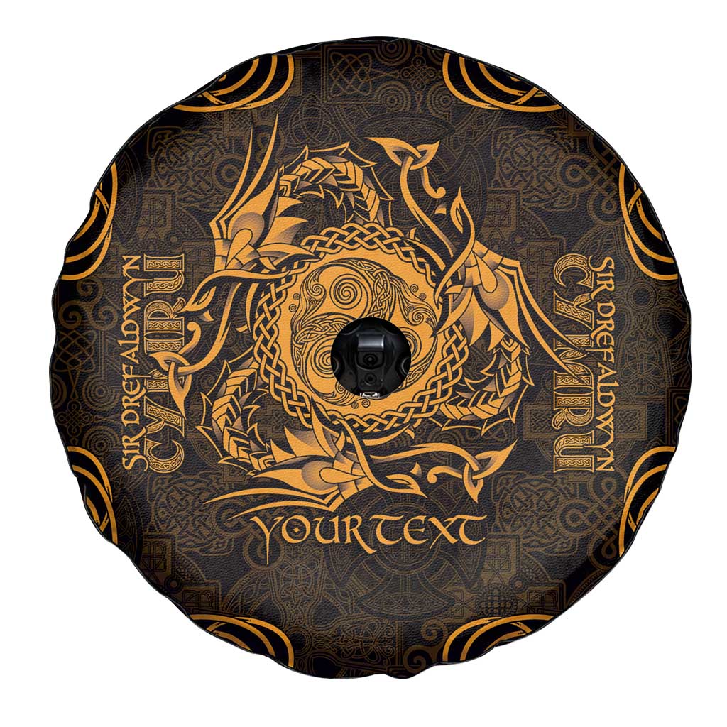Personalized Montgomeryshire Sir Drefaldwyn Spare Tire Cover Gold Water Triskele Celtic-inspired - Wonder Print Shop