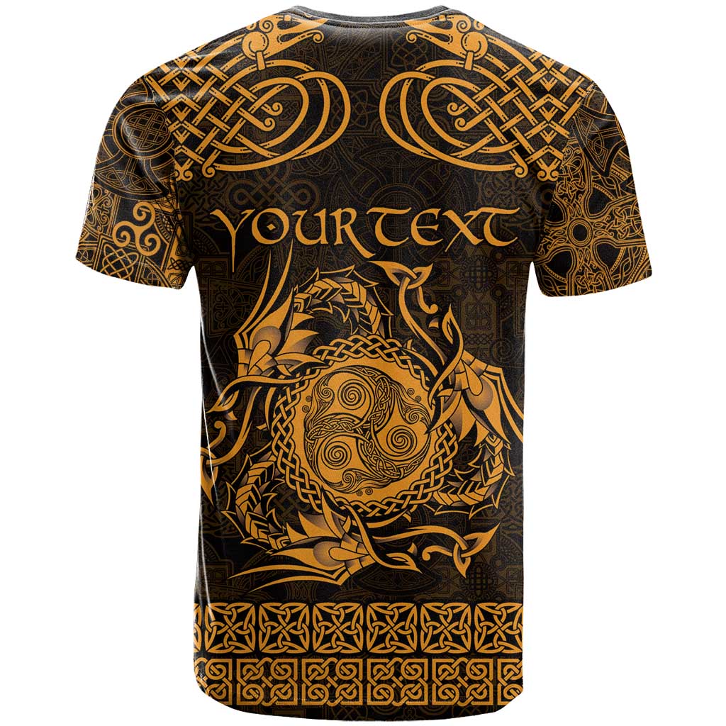 Personalized Montgomeryshire Sir Drefaldwyn T Shirt Gold Water Triskele Celtic-inspired - Wonder Print Shop