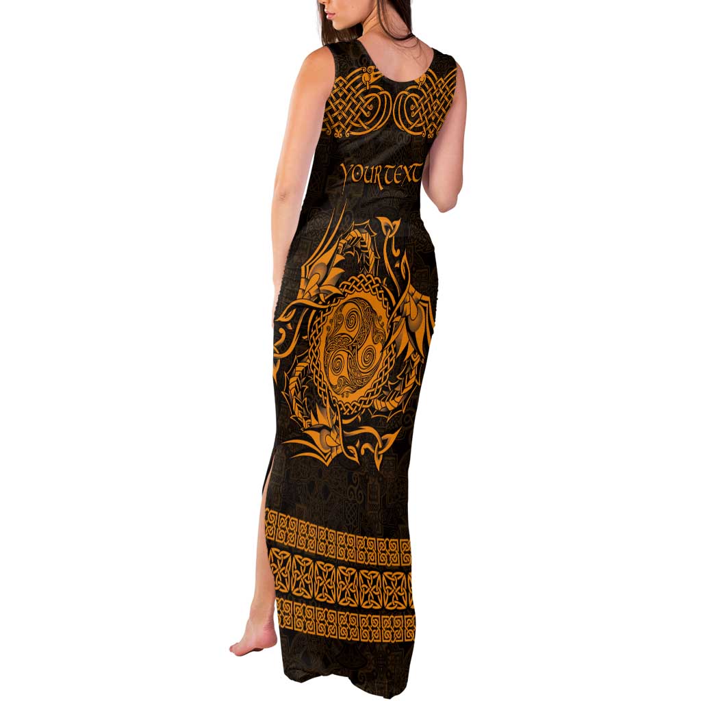 Personalized Montgomeryshire Sir Drefaldwyn Tank Maxi Dress Gold Water Triskele Celtic-inspired - Wonder Print Shop