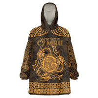 Personalized Montgomeryshire Sir Drefaldwyn Wearable Blanket Hoodie Gold Water Triskele Celtic-inspired - Wonder Print Shop