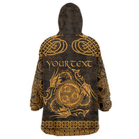 Personalized Montgomeryshire Sir Drefaldwyn Wearable Blanket Hoodie Gold Water Triskele Celtic-inspired - Wonder Print Shop