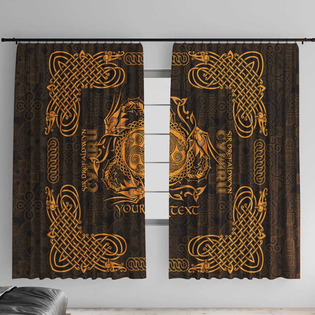 Personalized Montgomeryshire Sir Drefaldwyn Window Curtain Gold Water Triskele Celtic-inspired - Wonder Print Shop
