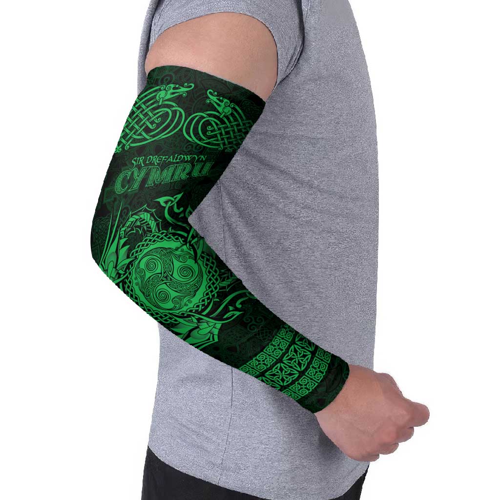 Personalized Montgomeryshire Sir Drefaldwyn Arm Sleeves Green Water Triskele Celtic-inspired - Wonder Print Shop