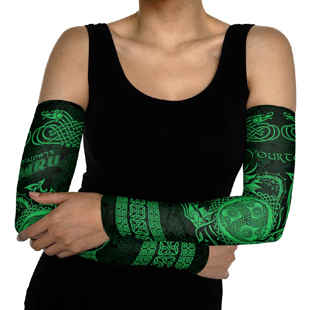 Personalized Montgomeryshire Sir Drefaldwyn Arm Sleeves Green Water Triskele Celtic-inspired - Wonder Print Shop