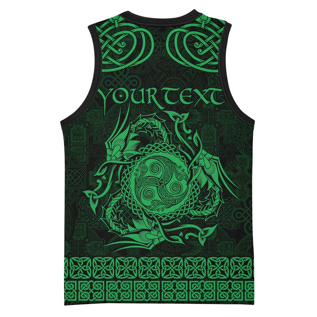 Personalized Montgomeryshire Sir Drefaldwyn Basketball Jersey Green Water Triskele Celtic-inspired - Wonder Print Shop