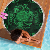 Personalized Montgomeryshire Sir Drefaldwyn Beach Blanket Green Water Triskele Celtic-inspired - Wonder Print Shop