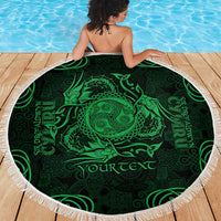 Personalized Montgomeryshire Sir Drefaldwyn Beach Blanket Green Water Triskele Celtic-inspired - Wonder Print Shop