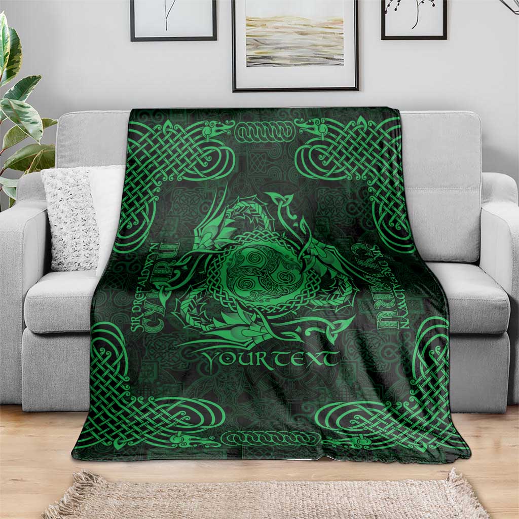 Personalized Montgomeryshire Sir Drefaldwyn Blanket Green Water Triskele Celtic-inspired - Wonder Print Shop