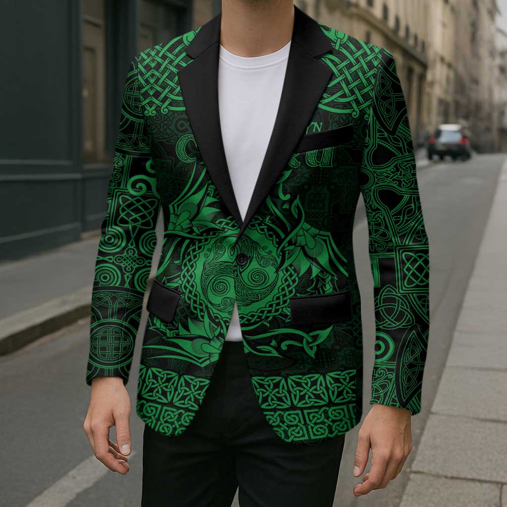 Personalized Montgomeryshire Sir Drefaldwyn Blazer Green Water Triskele Celtic-inspired - Wonder Print Shop