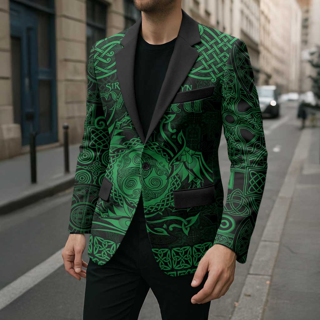 Personalized Montgomeryshire Sir Drefaldwyn Blazer Green Water Triskele Celtic-inspired - Wonder Print Shop
