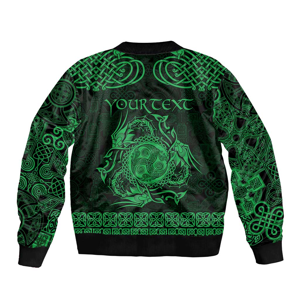 Personalized Montgomeryshire Sir Drefaldwyn Bomber Jacket Green Water Triskele Celtic-inspired - Wonder Print Shop
