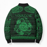 Personalized Montgomeryshire Sir Drefaldwyn Bomber Puffer Jacket Green Water Triskele Celtic-inspired - Wonder Print Shop