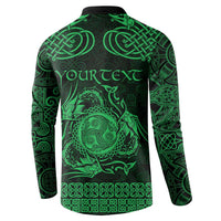 Personalized Montgomeryshire Sir Drefaldwyn Button Sweatshirt Green Water Triskele Celtic-inspired - Wonder Print Shop