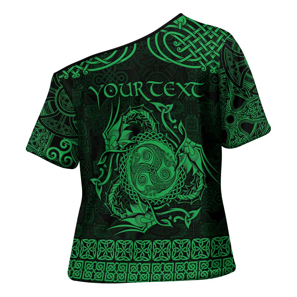 Personalized Montgomeryshire Sir Drefaldwyn Cross Shoulder Shirt Green Water Triskele Celtic-inspired - Wonder Print Shop