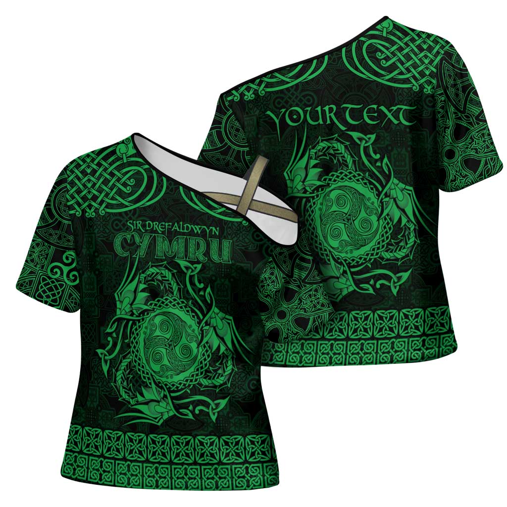 Personalized Montgomeryshire Sir Drefaldwyn Cross Shoulder Shirt Green Water Triskele Celtic-inspired - Wonder Print Shop