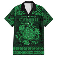Personalized Montgomeryshire Sir Drefaldwyn Family Matching Long Sleeve Bodycon Dress and Hawaiian Shirt Green Water Triskele Celtic-inspired - Wonder Print Shop