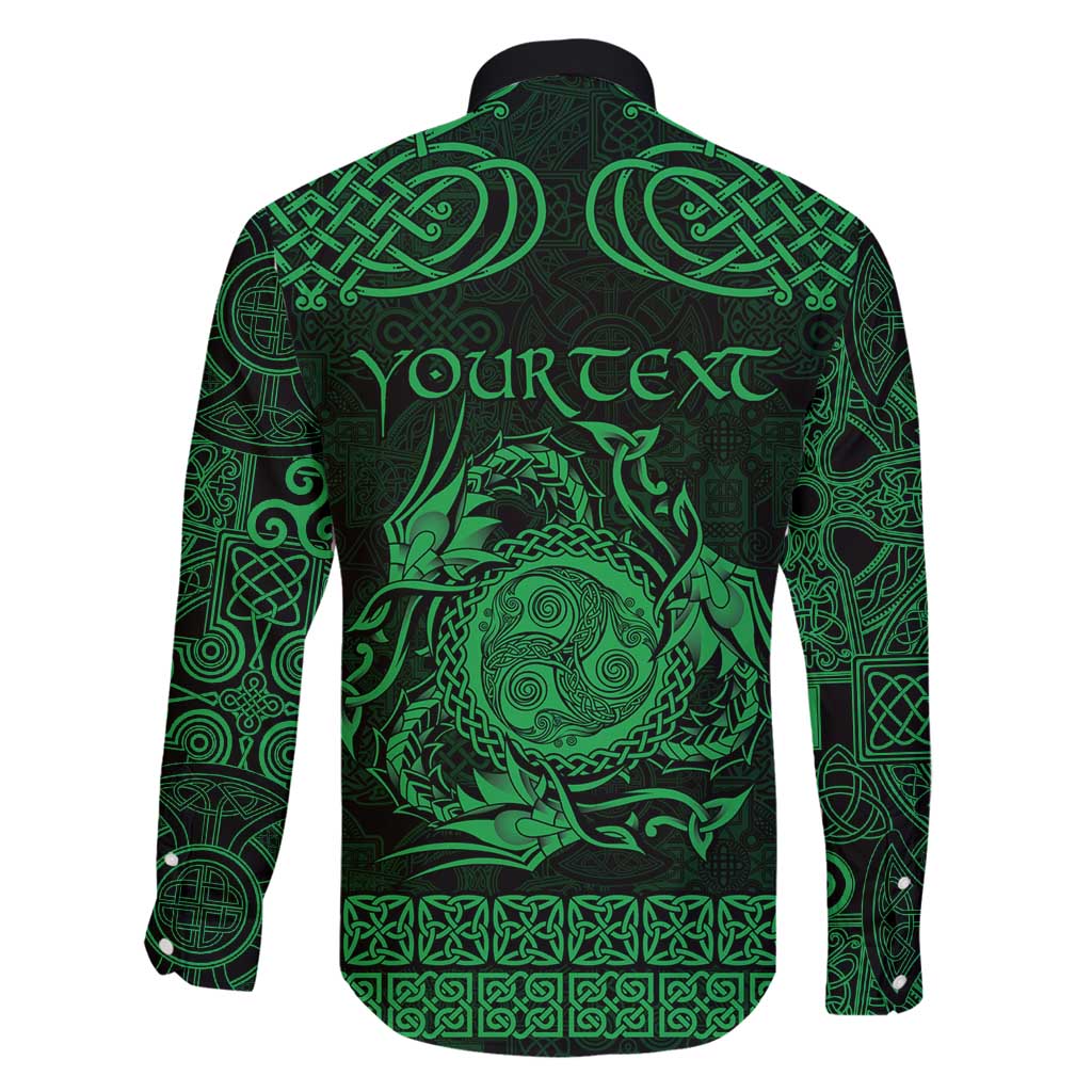 Personalized Montgomeryshire Sir Drefaldwyn Family Matching Long Sleeve Bodycon Dress and Hawaiian Shirt Green Water Triskele Celtic-inspired - Wonder Print Shop