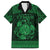 Personalized Montgomeryshire Sir Drefaldwyn Family Matching Off The Shoulder Long Sleeve Dress and Hawaiian Shirt Green Water Triskele Celtic-inspired - Wonder Print Shop