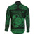 Personalized Montgomeryshire Sir Drefaldwyn Family Matching Off The Shoulder Long Sleeve Dress and Hawaiian Shirt Green Water Triskele Celtic-inspired - Wonder Print Shop