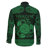 Personalized Montgomeryshire Sir Drefaldwyn Family Matching Off Shoulder Maxi Dress and Hawaiian Shirt Green Water Triskele Celtic-inspired - Wonder Print Shop