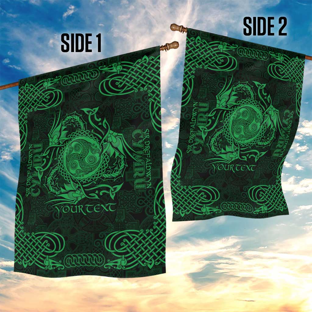 Personalized Montgomeryshire Sir Drefaldwyn Garden Flag Green Water Triskele Celtic-inspired - Wonder Print Shop