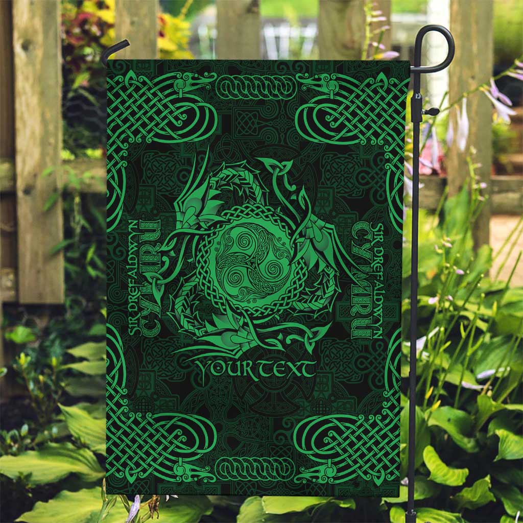 Personalized Montgomeryshire Sir Drefaldwyn Garden Flag Green Water Triskele Celtic-inspired - Wonder Print Shop