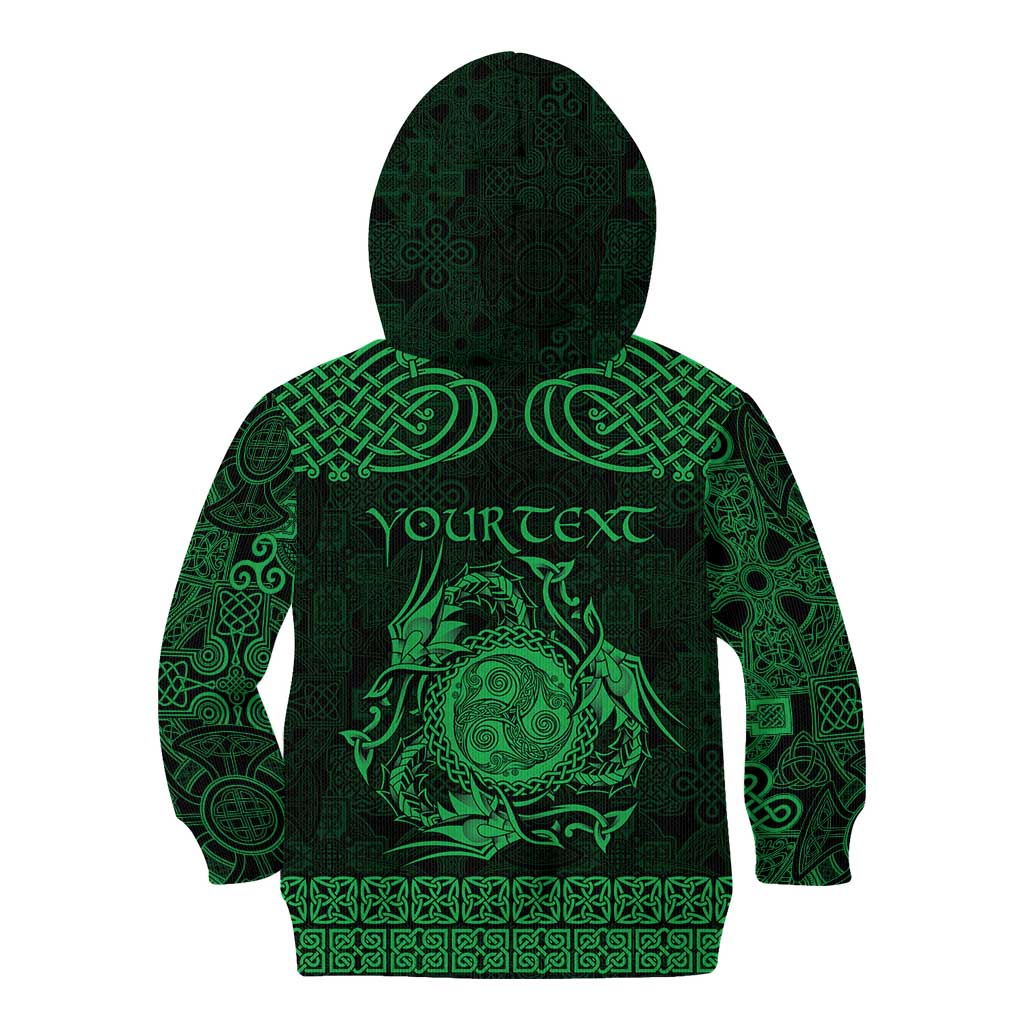 Personalized Montgomeryshire Sir Drefaldwyn Kid Hoodie Green Water Triskele Celtic-inspired - Wonder Print Shop