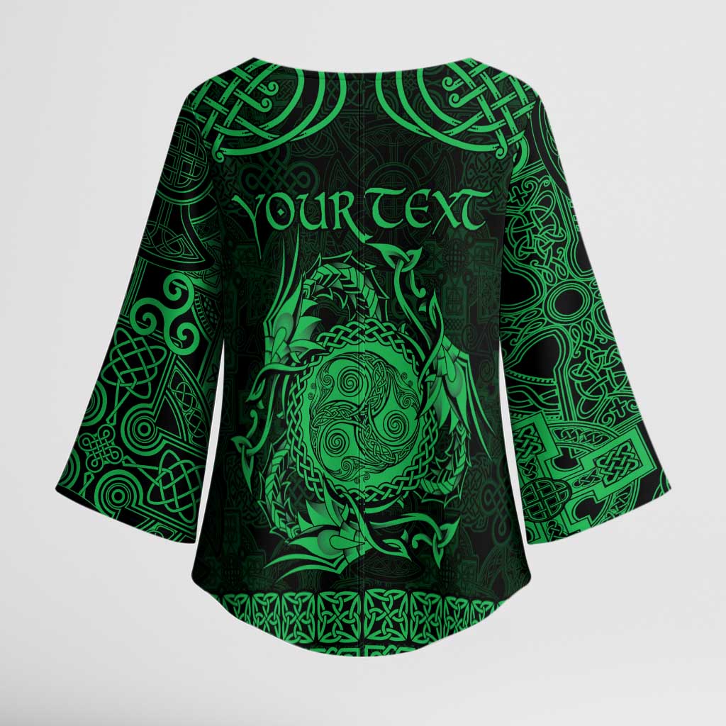 Personalized Montgomeryshire Sir Drefaldwyn Kimono Sleeve Blouse Green Water Triskele Celtic-inspired - Wonder Print Shop