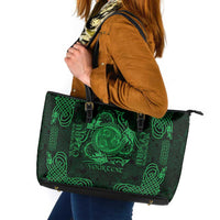 Personalized Montgomeryshire Sir Drefaldwyn Leather Tote Bag Green Water Triskele Celtic-inspired - Wonder Print Shop