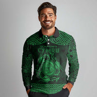 Personalized Montgomeryshire Sir Drefaldwyn Long Sleeve Polo Shirt Green Water Triskele Celtic-inspired - Wonder Print Shop