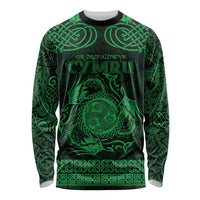 Personalized Montgomeryshire Sir Drefaldwyn Long Sleeve Shirt Green Water Triskele Celtic-inspired - Wonder Print Shop