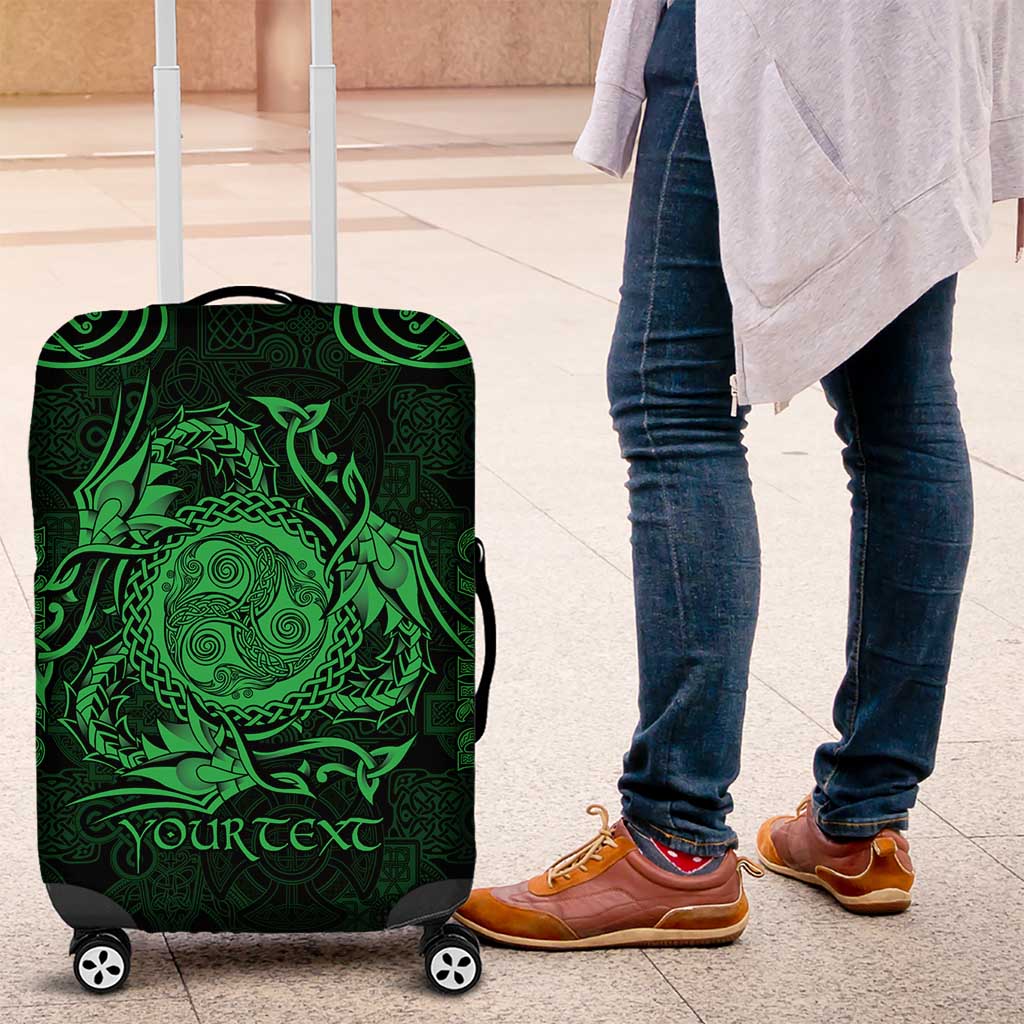 Personalized Montgomeryshire Sir Drefaldwyn Luggage Cover Green Water Triskele Celtic-inspired - Wonder Print Shop