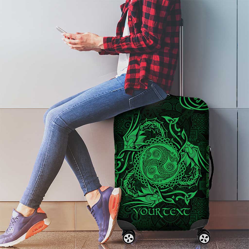 Personalized Montgomeryshire Sir Drefaldwyn Luggage Cover Green Water Triskele Celtic-inspired - Wonder Print Shop