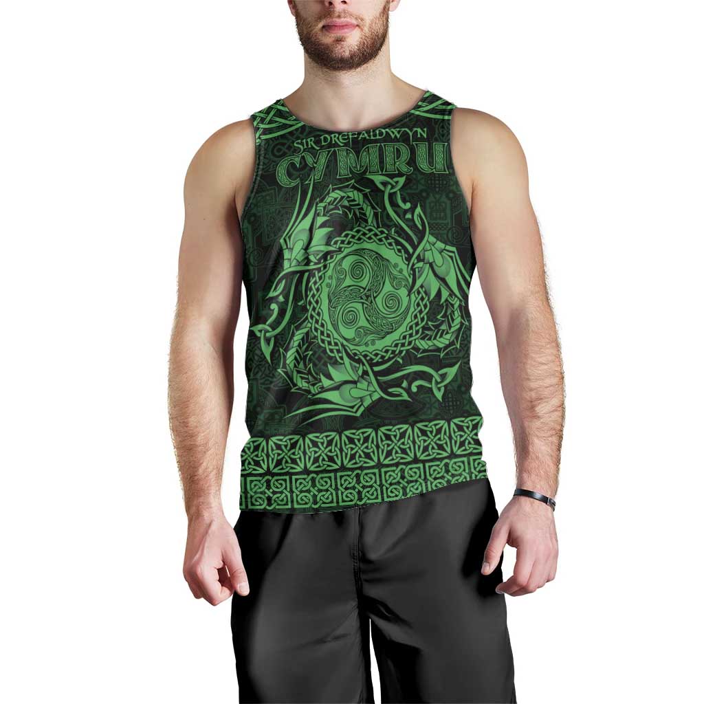 Personalized Montgomeryshire Sir Drefaldwyn Men Tank Top Green Water Triskele Celtic-inspired - Wonder Print Shop