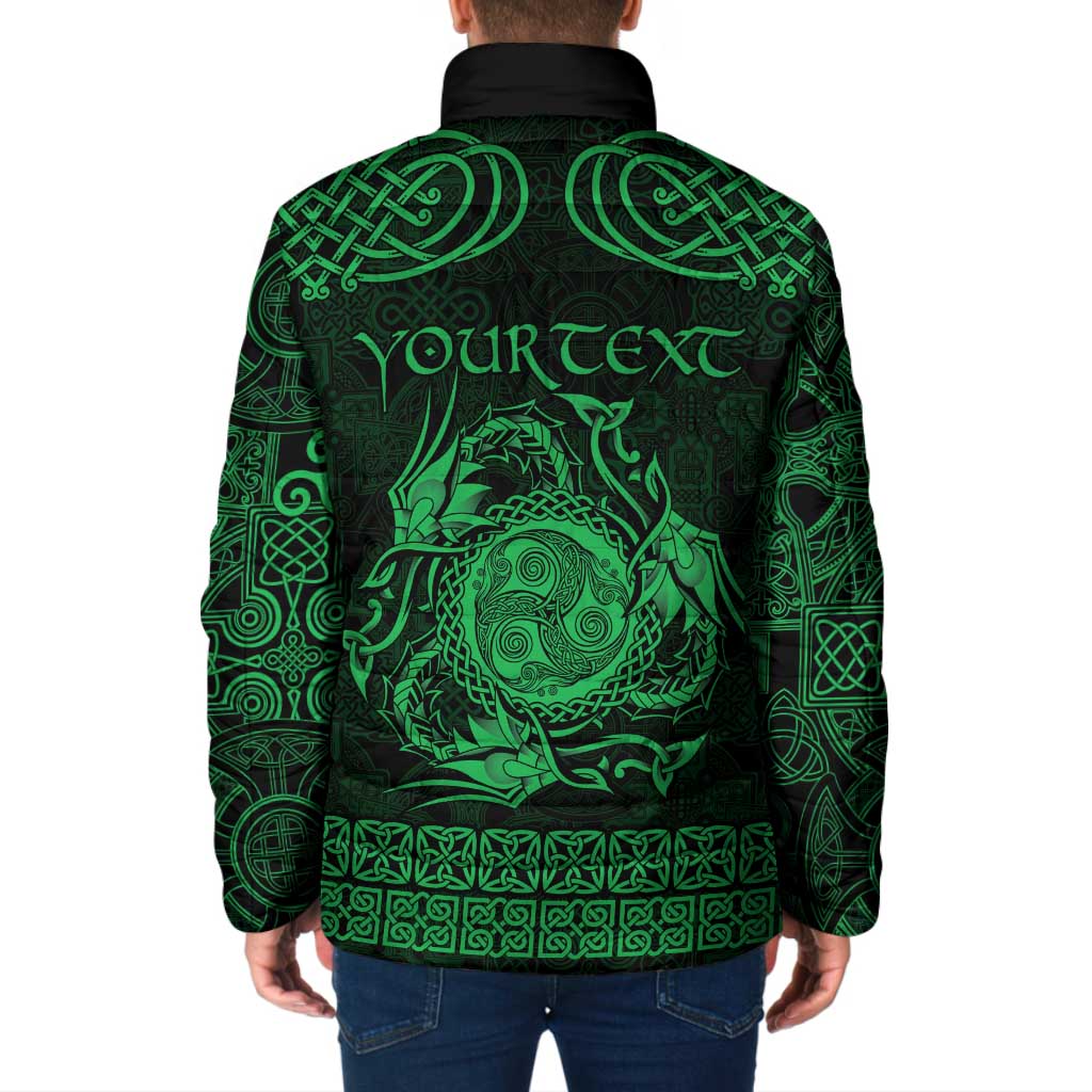 Personalized Montgomeryshire Sir Drefaldwyn Padded Jacket Green Water Triskele Celtic-inspired - Wonder Print Shop