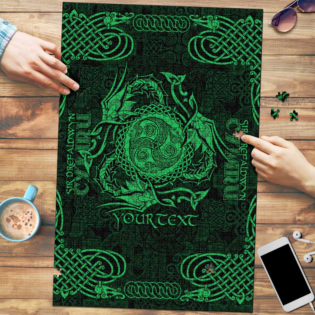 Personalized Montgomeryshire Sir Drefaldwyn Puzzle Green Water Triskele Celtic-inspired - Wonder Print Shop