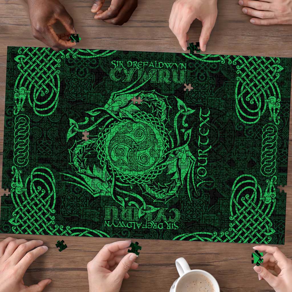 Personalized Montgomeryshire Sir Drefaldwyn Puzzle Green Water Triskele Celtic-inspired - Wonder Print Shop