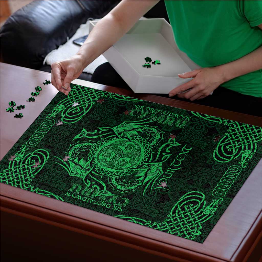 Personalized Montgomeryshire Sir Drefaldwyn Puzzle Green Water Triskele Celtic-inspired - Wonder Print Shop