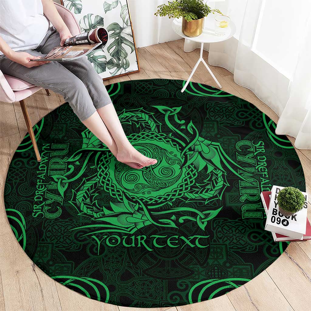 Personalized Montgomeryshire Sir Drefaldwyn Round Carpet Green Water Triskele Celtic-inspired - Wonder Print Shop