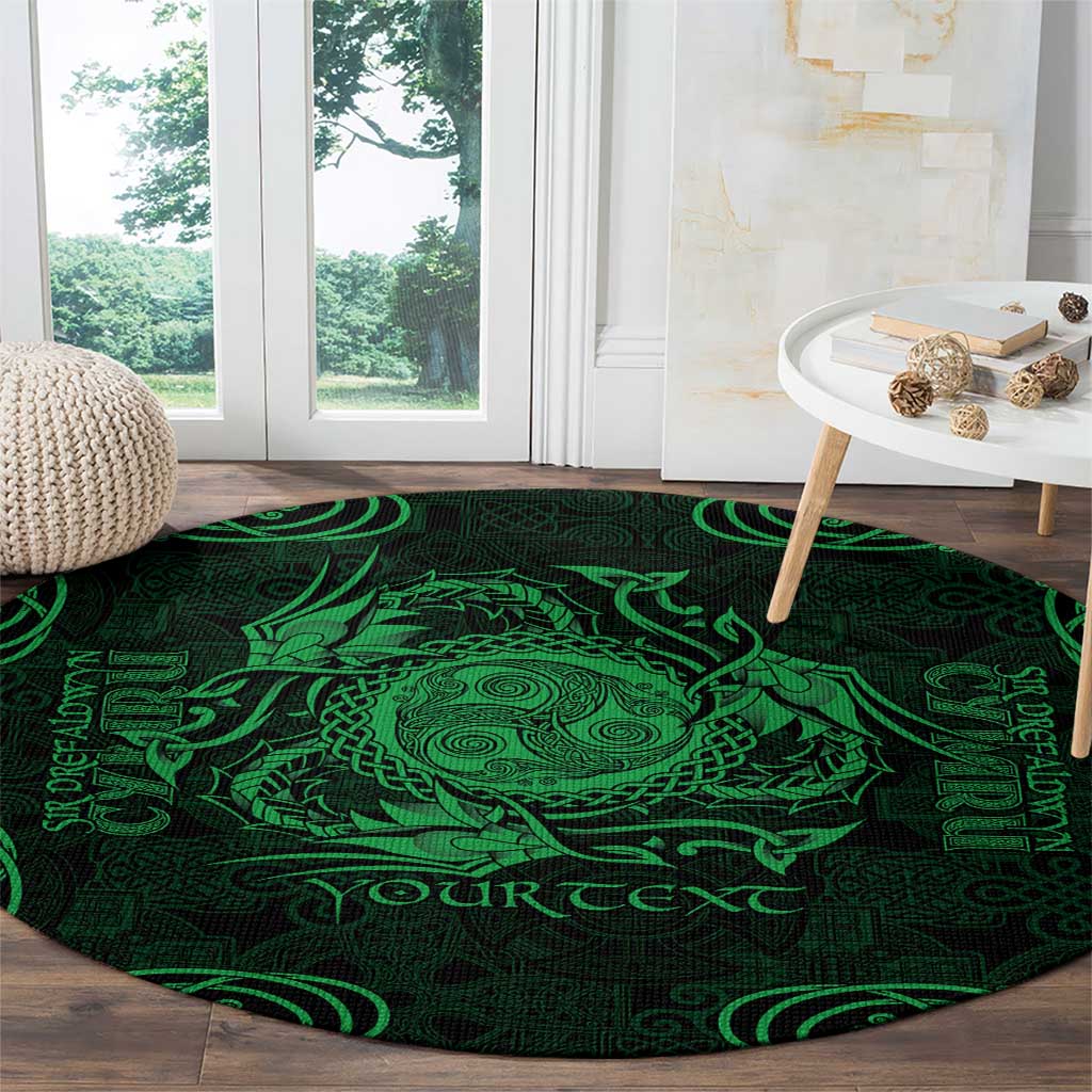 Personalized Montgomeryshire Sir Drefaldwyn Round Carpet Green Water Triskele Celtic-inspired - Wonder Print Shop